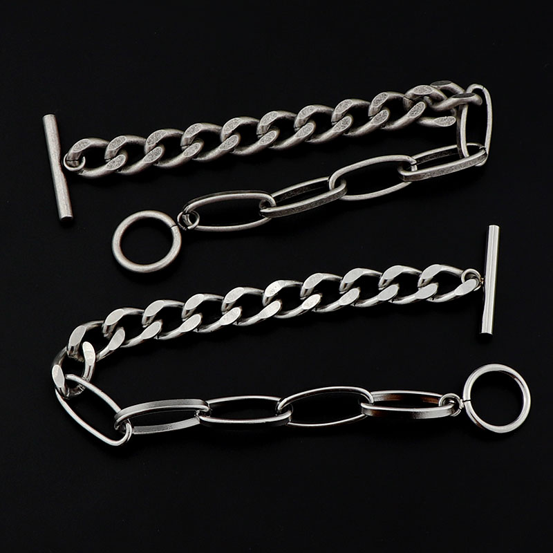 Gelang Model T-Buckle Hipster Hip Hop Street Bahan Titanium Steel