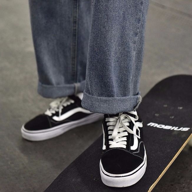 High waist Korean version of the new loose versatile boyfriend wide leg jeans women