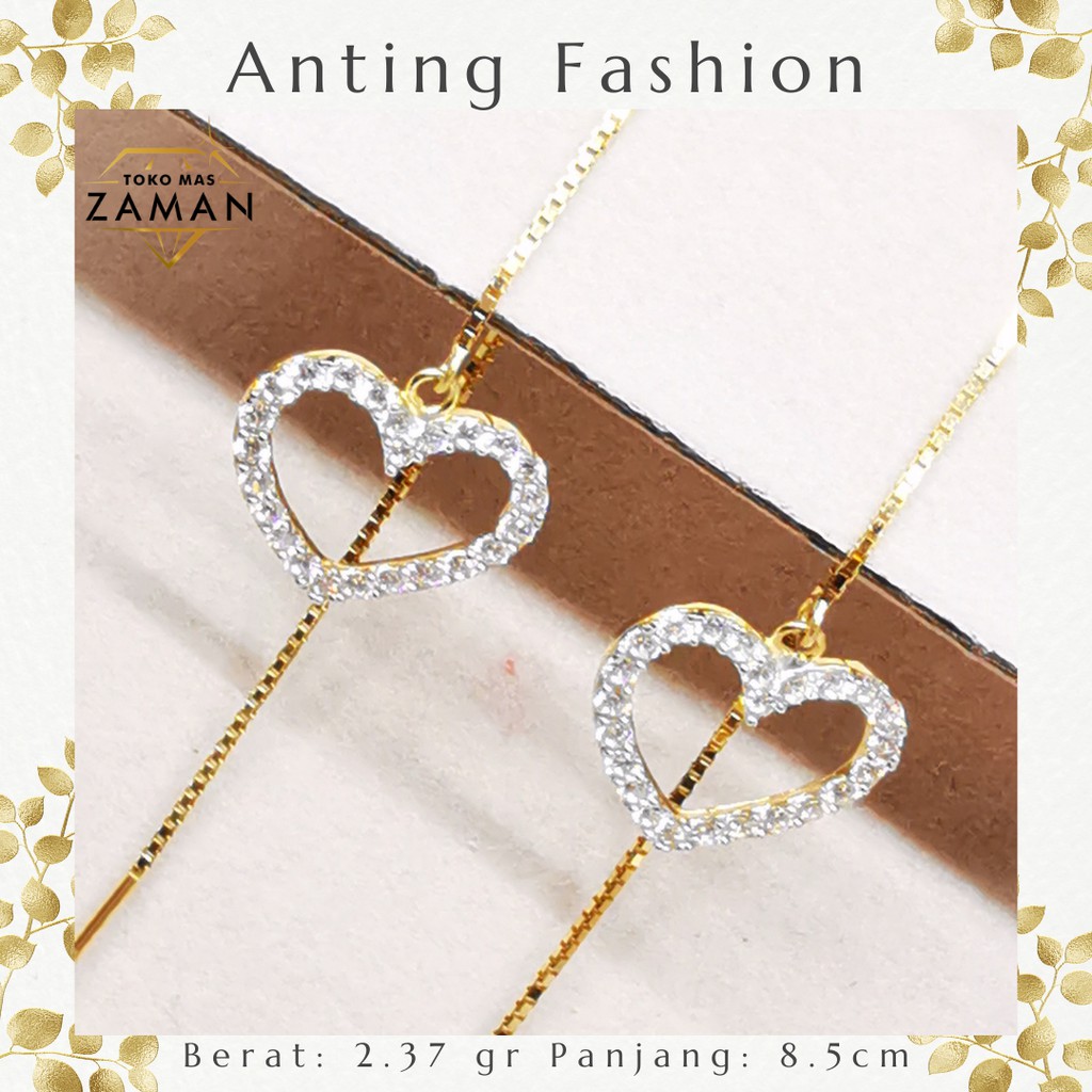 ANTING EMAS FASHION PANJANG MOTIF LOVE 16K