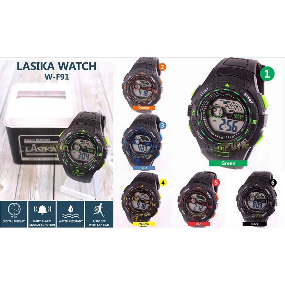 Jam tangan Lasika sport unisex digital F-91