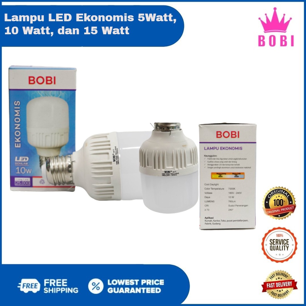 Lampu LED Ekonomis / Lampu Bohlam BOBI / Watt Bervariasi - Lampu Hemat Energi