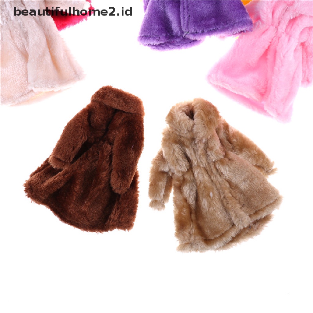 (beautifulhome2.id) Mantel / Coat Fashion Lengan Panjang Bahan Bulu Imitasi Untuk Aksesoris Boneka