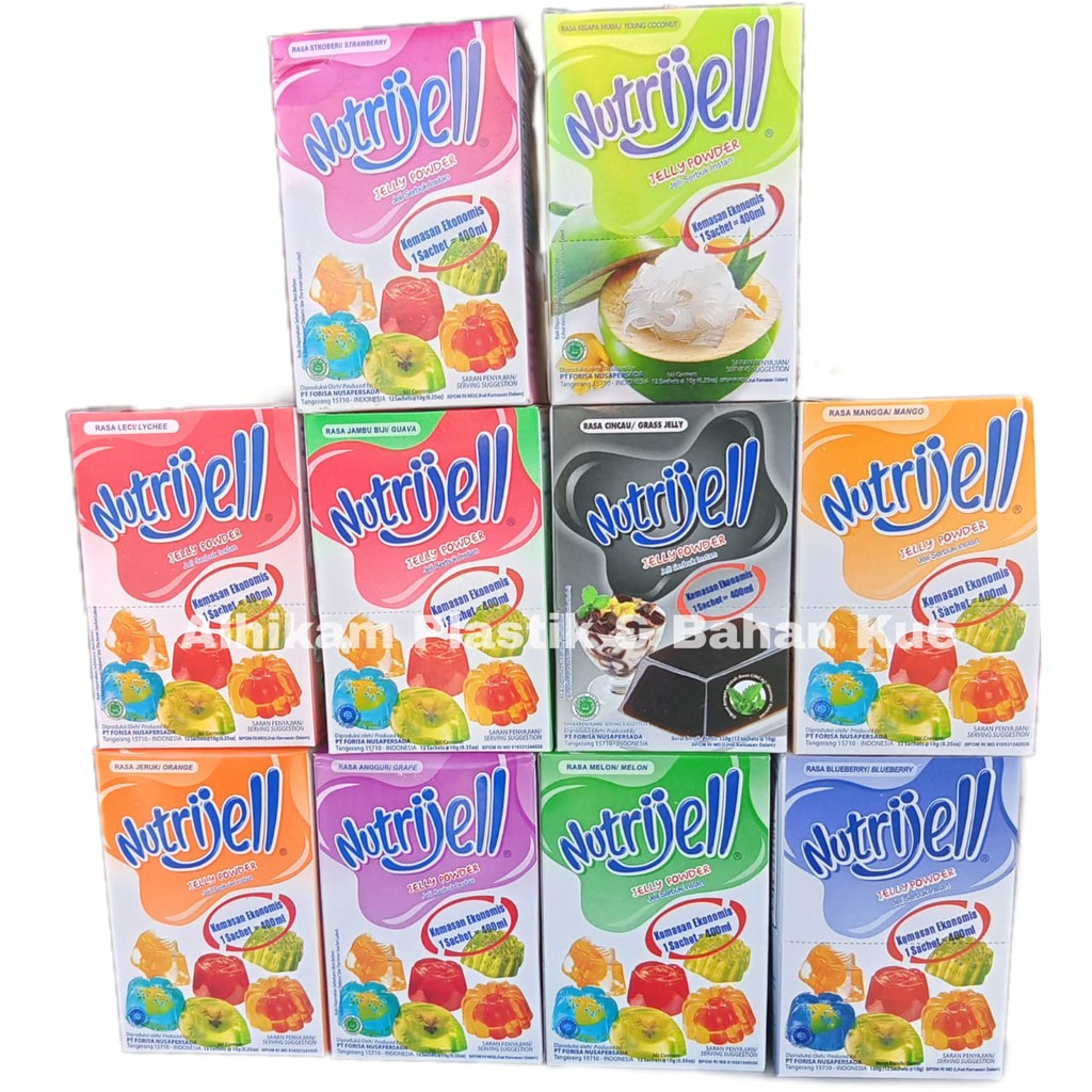 

Nutrijell Jelly Powder BOX 10gr (isi 12) / Nutrijel Jeli Serbuk Instan Pak (isi 12)