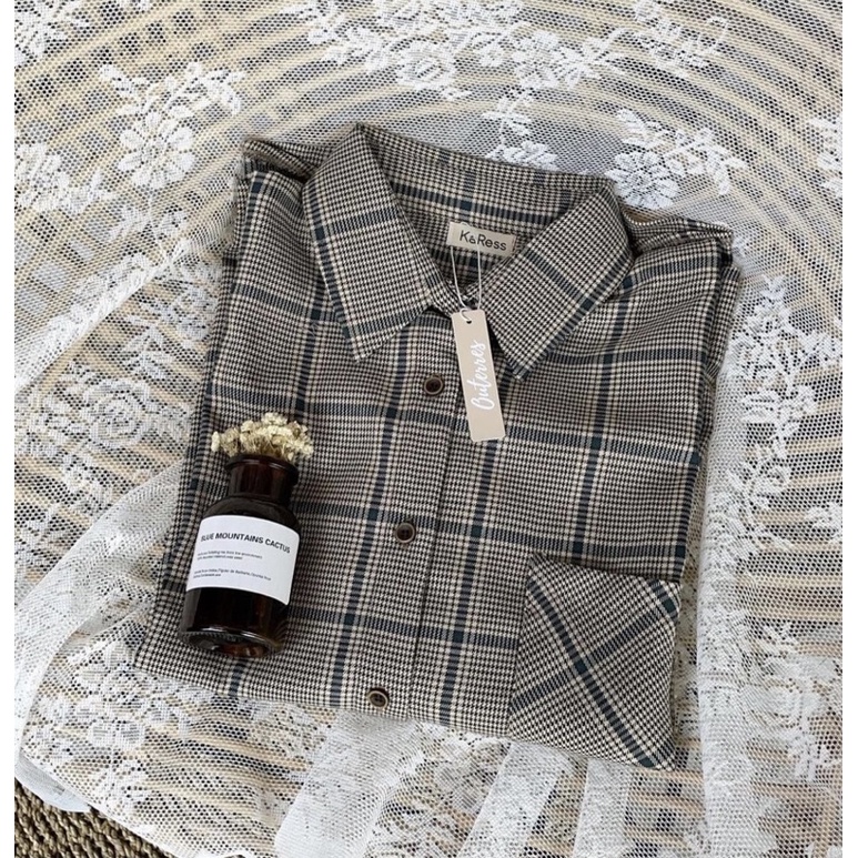 ANNA SHIRT / KEMEJA TARTAN WANITA-DARKGREY SC