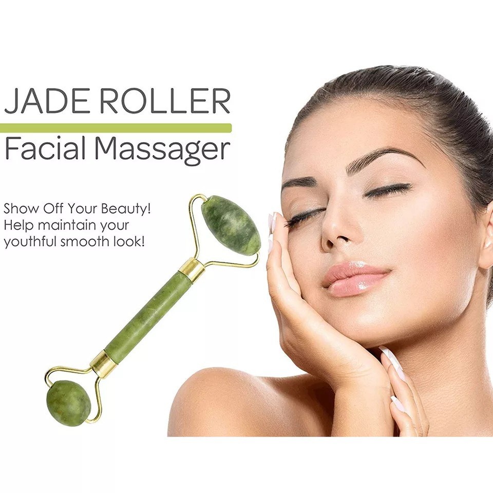 ALAT PIJAT MUKA WAJAH JADE ROLLER MASSAGER FACE ROLLER FACIAL MASSAGE BATU GIOK STONE