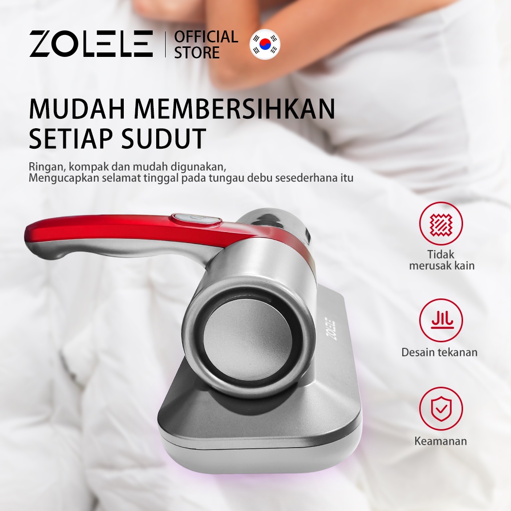 ZOLELE Dust Mite Vacuum Cleaner Penyedot debu genggam UV Light HEPA Filter genggam ZF001