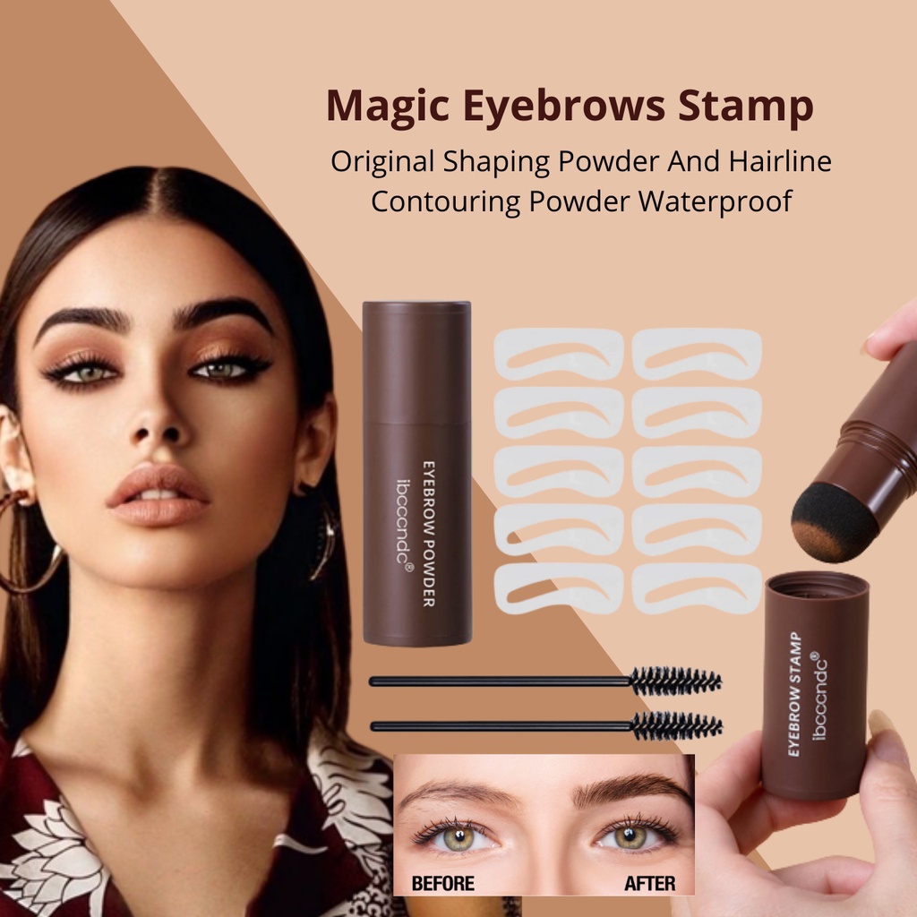 Eyebrow Stamp Original Shaping  Eyebrow Powder Cetakan Alis Instan Hairline And Waterproof With 10 Model Cetakan Alis Reusable And 2 Eyebrow Pen Brusheup