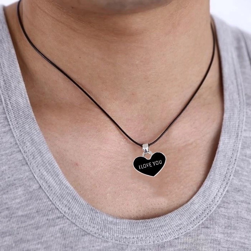 Kalung Rantai Dengan Liontin Tulisan I Love You Forever Untuk Pasangan