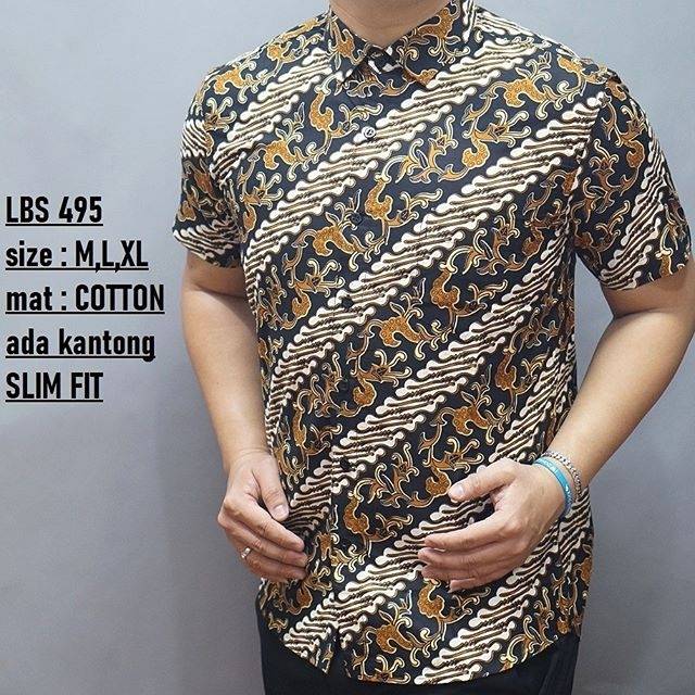 LBS 495 BATIK PRIA SLIMFIT LENGAN PENDEK LUIGI BATANI