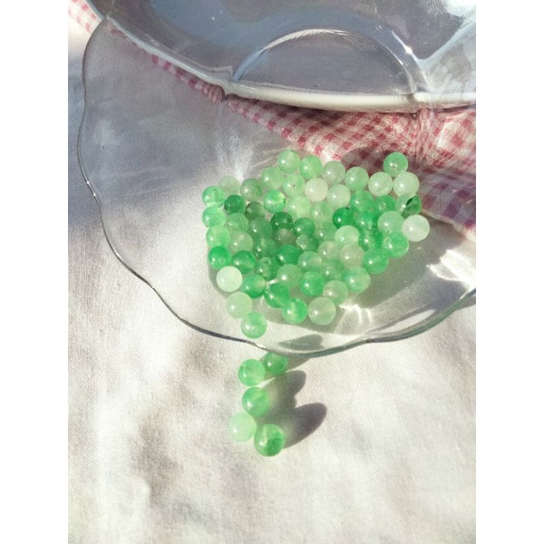 Batu Alam Hijau Giok / Batu Alam 6mm Hijau Giok / Batu Alam Bahan Craft / Batu Alam Bahan Gelang Boh