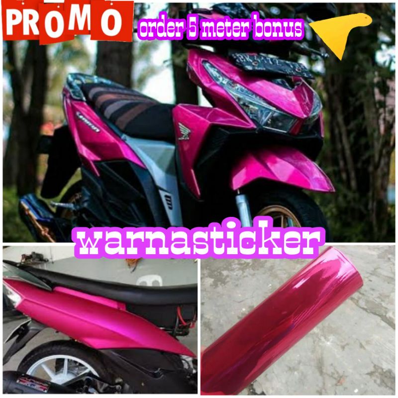 Sekotlet Pink Crom Sticker Skotlet Motor Crome Doff /Crom Metalik Skotlite Motor Mobil Otomotif
