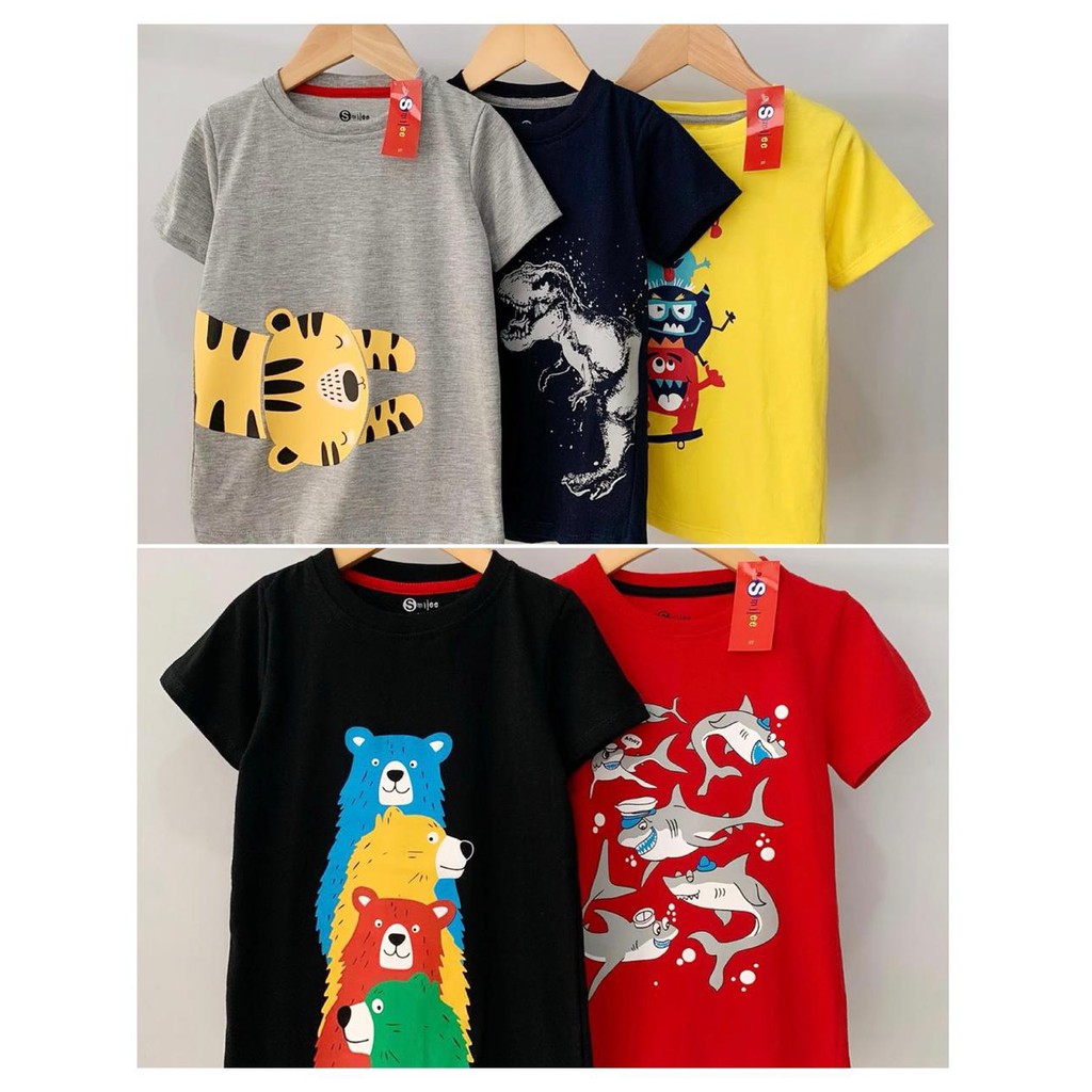  KAOS  ANAK  COWOK  MURAH SMILEE MOTIF ANIMAL SIZE 1 5TAHUN 