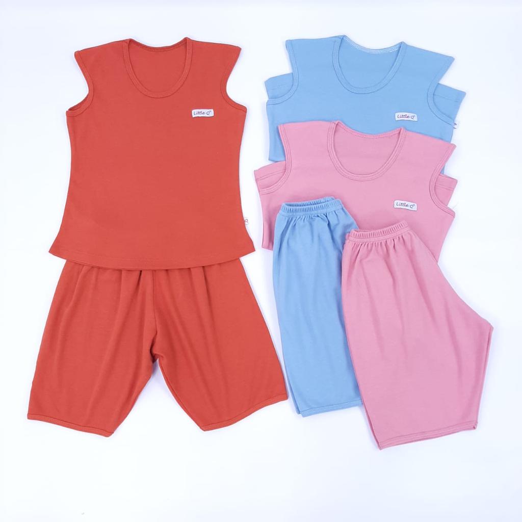 Setelan Baju Bayi Lengan Kutung + Celana 3/4 3 Pcs - Setelan Baju Bayi Little Queen
