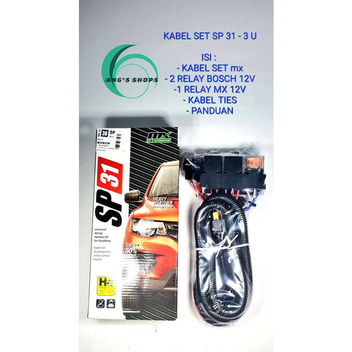 Kabel Relay Set MX Lampu Mobil MX SP31 - 3 Relay dan 2 relei untuk Head Lamp H4 lampu utama mobil RELAY BOSCH DAN MX