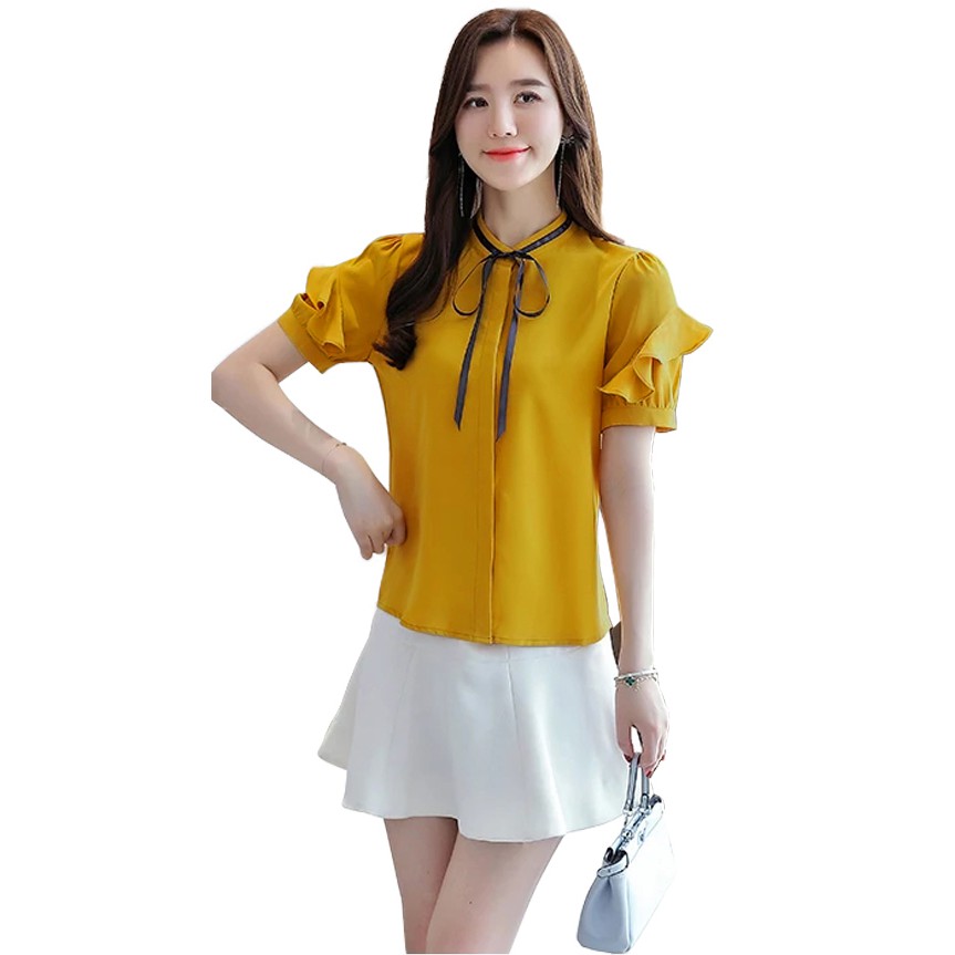 Blus lengan pendek wanita gaya korea murah terbaru - XSHOP Calista