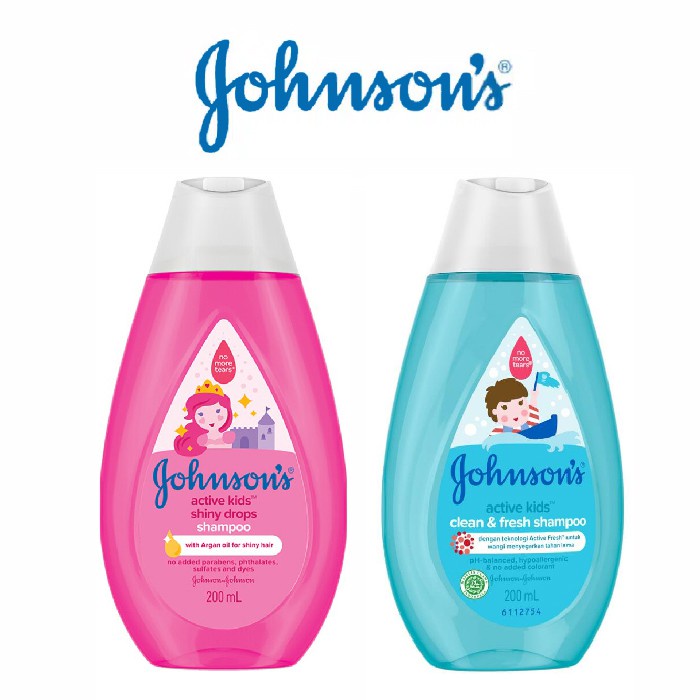 johnsons shampoo active kids clean and fresh dan shiny drops isi 200ml
