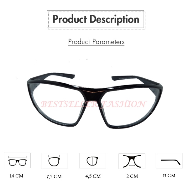 Kacamata Fashion Model Sporty Kacamata berkendara Anti UV Lensa Hitam Transparan Kacamata Outdoor Kacamata Olahraga Unisex
