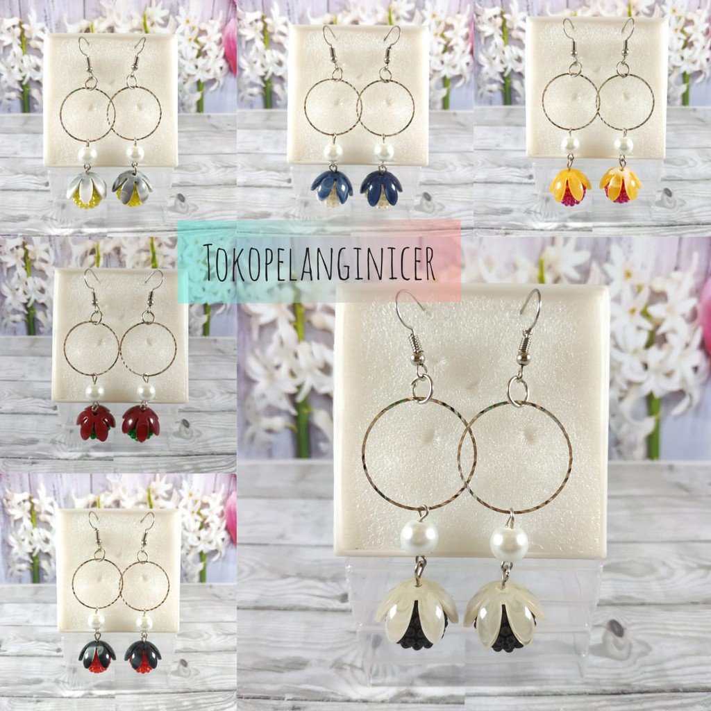 Anting Fashion manik Berry hoop  kelopak  fashion wanita By Tokopelanginicer