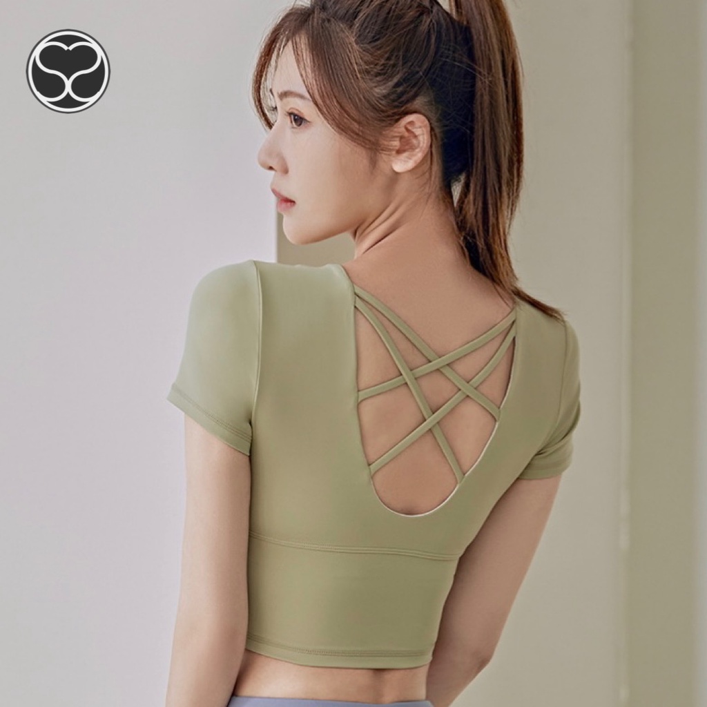 Secondshape - Chloe String Crop Top Baju Olahraga Wanita Yoga Senam Zumba Fitness Sepeda Pilates