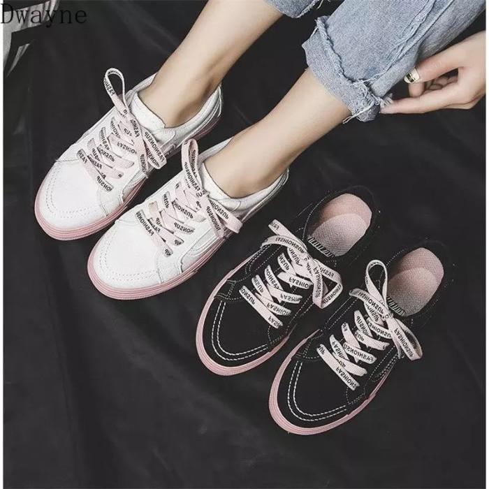 Sepatu Sneaker Sneakers Kets Tali Wanita Kekinian Perempuan Cewek Korea Import Murah Terbaru Kt02