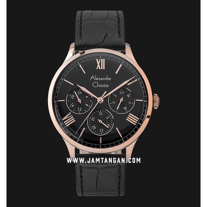 Alexandre Christie AC 6568 MF LRGBA Men Black Dial Black Leather Strap