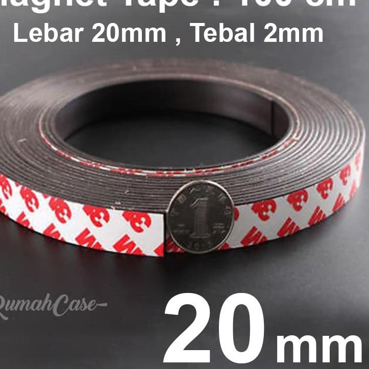 

04J✣ Magnet tape lebar 20mm per 1 meter double tape 3M magnetic strip tebal 2mm 1 m 1m meteran Trend