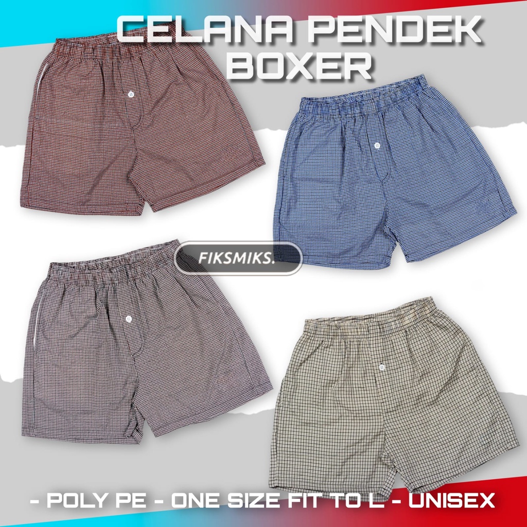 BOXER CELANA PENDEK PRIA WANITA ADEM NYAMAN LEMBUT MODEL KANCING MOTIF KOTAK BEST SELLER