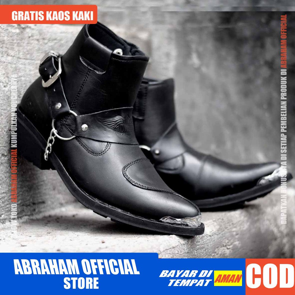 ABRHM X RAIDER Sepatu Boots Pria Cowboy Raiders Sepatu Touring Motor