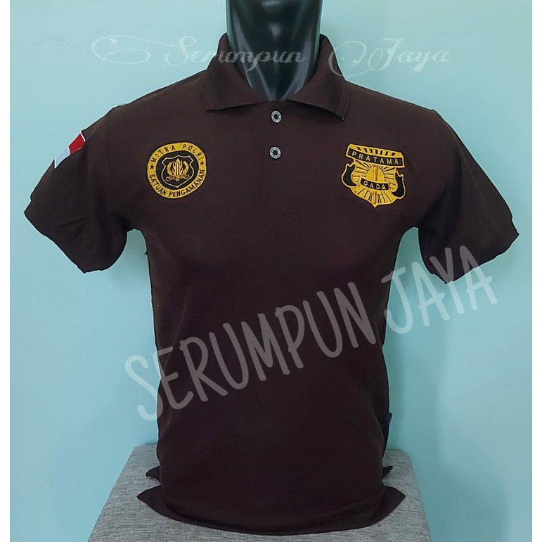 KAOS GADA PRATAMA MITRA POLRI COKLAT - KAOS KERAH GADA PRATAMA MITRA POLRI COKLAT FULL BORDIR