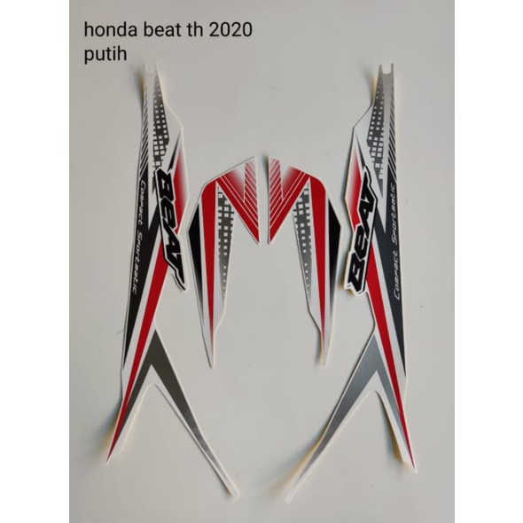 striping motor Honda Beat tahun 2020 warna putih