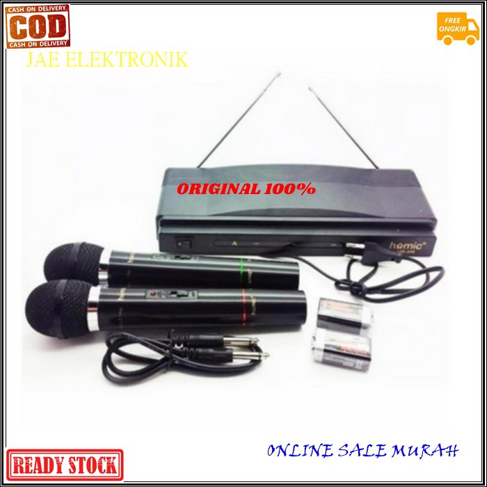 G513 HOMIC Mic ORIGINAL G513 Mikropon Microphone Double Wireless DUAL MIK KARAOKE wireles pro vocal vokal suara audio sistem mik professional panggung dj studio sound system SEPASANG DOUBLE  Untuk yang suka karaokean Mic ini sangat cocok dipakai. Suaranya