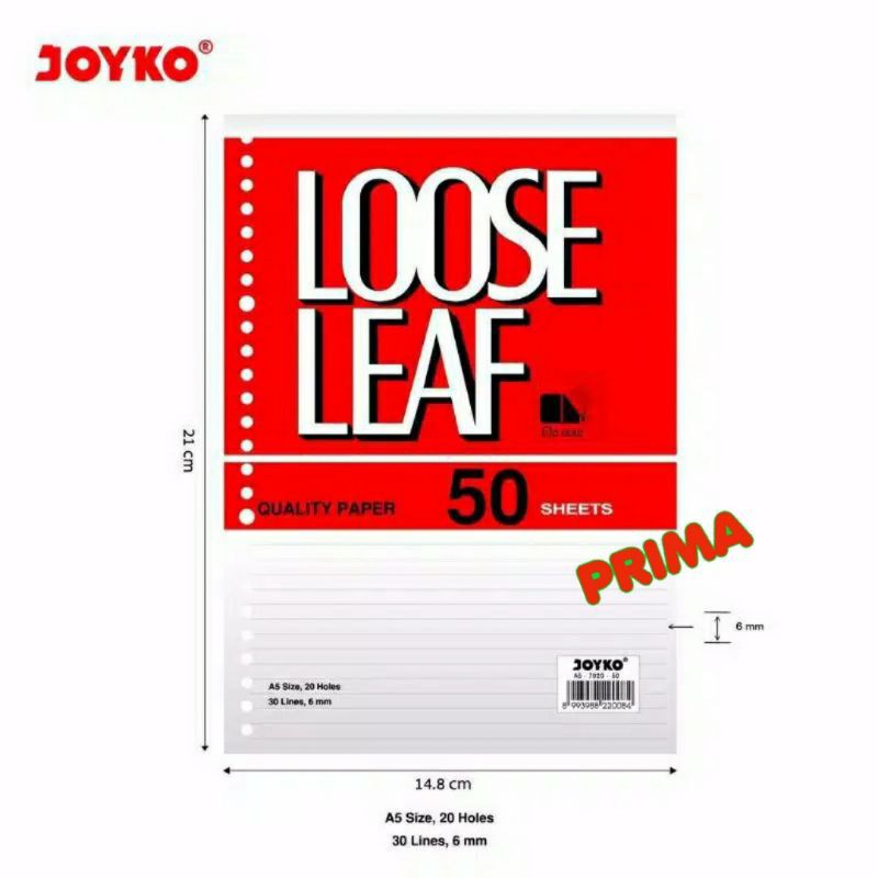 

LOOSE LEAF JOYKO A5 (GARIS) isi 50 lembar