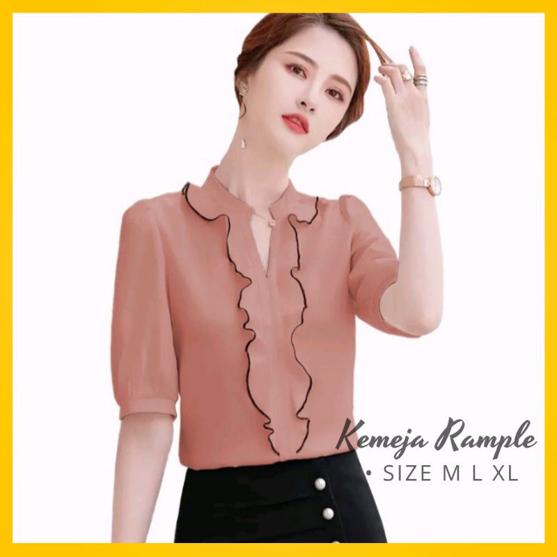 Kemeja Wanita Lengan Pendek Kameja Cewek Korean Style Kekinian Terbaru Utami