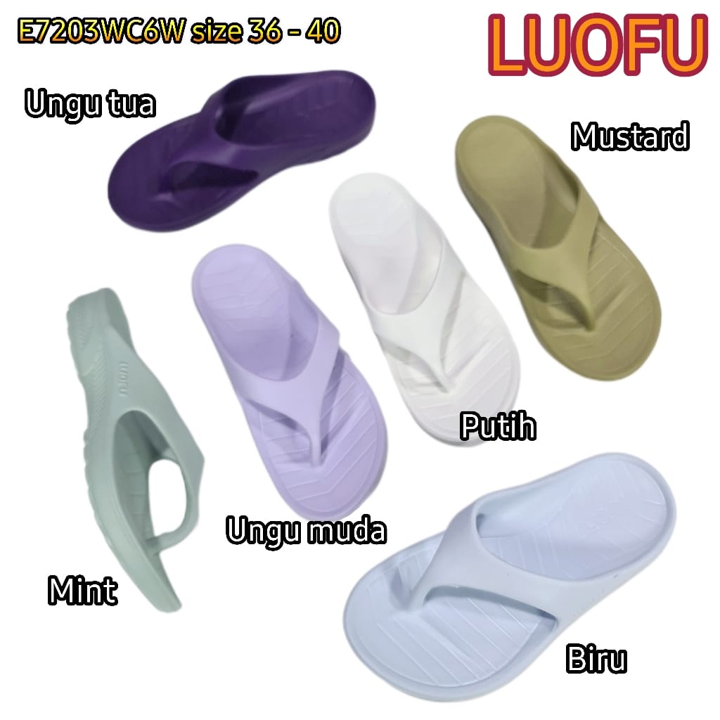 LUOFU ORIGINAL jelly sandal karet empuk murah jepit cewek sendal wanita size 36 - 40 import E7203WC6W