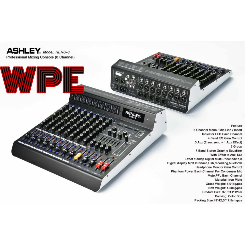 mixer audio ashley hero8 / ashley hero 8 original 8 channel