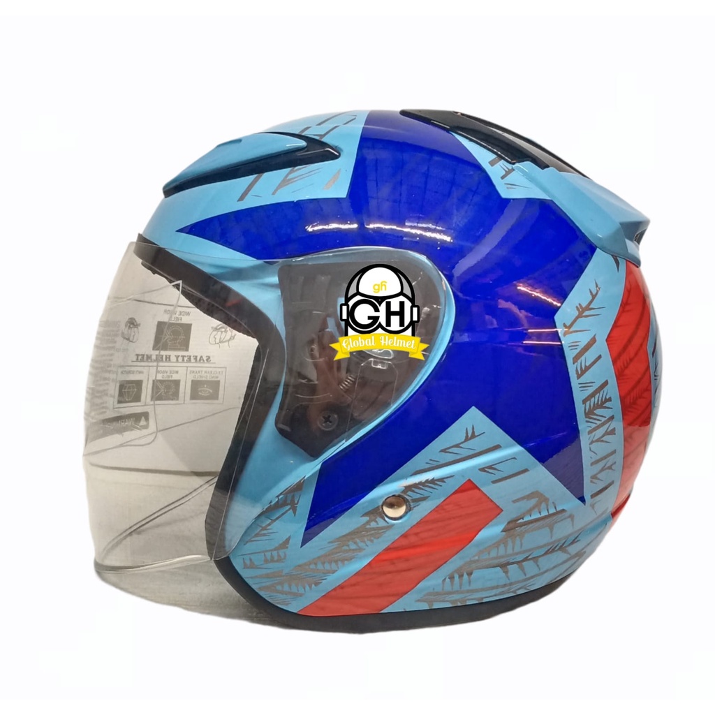 HELM NVR R-26 STAR WARS BLUE HALF FACE SINGLE VISOR HELM MURAH SNI HELM DEWASA DJMARU GALAXY R6 R1