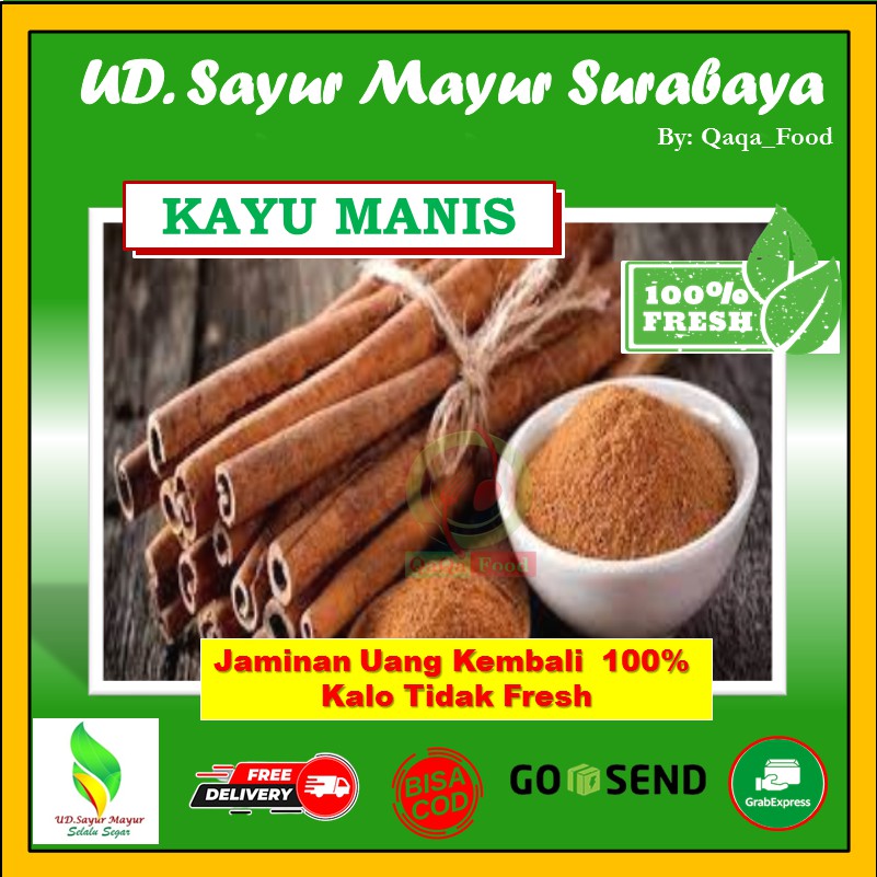 

KAYU MANIS BUMBU DAPUR SAYURAN FRESH rempah 100 gram - UD187