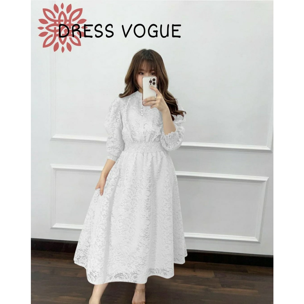 ISTANABAJU89 - DRESS VOILA BRUKAT LENGAN PANJANG / Gaun pesta ala korean style / Midi dress brokat n