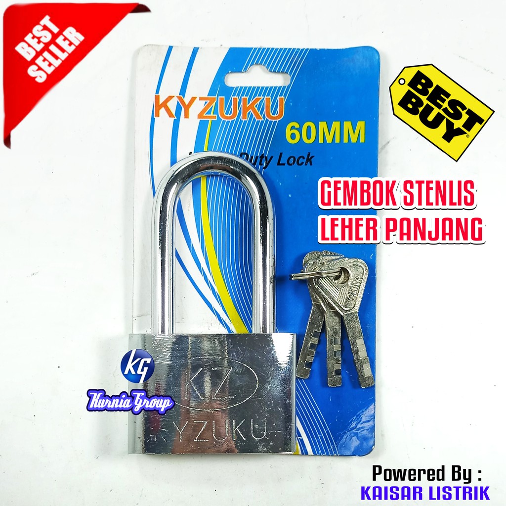 Gembok Stenlis 60mm Leher Panjang Iron Pad lock Kunci Gembok Pintu Garasi Anti Potong Maling Konci