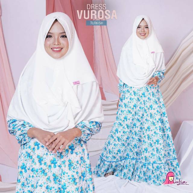 [PROMO] Vurosa Dress muslim katun Motif Bunga Fashion Muslim Gamis Long Dress Cantik Terbaru Miulan 