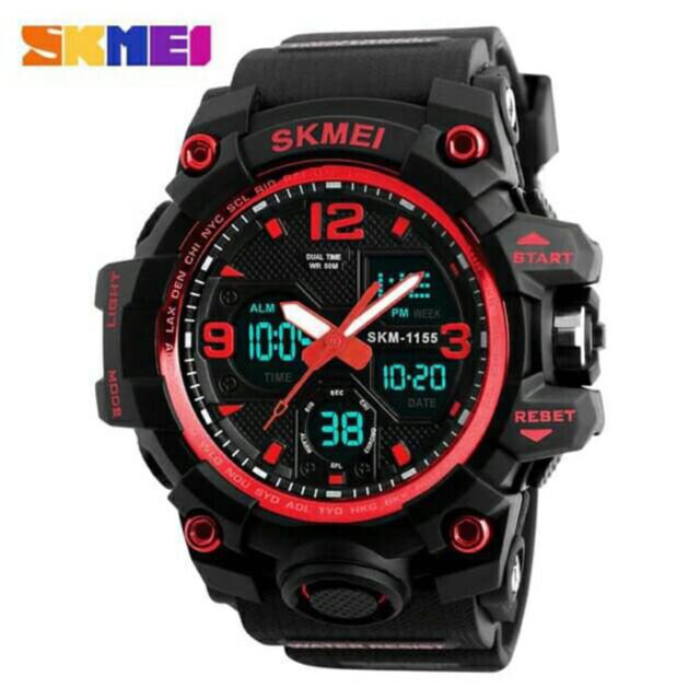 Jam Tangan Pria / SKMEI AD 1155 B LED Dual Digital / Jam Tangan Analog Digital LED Original