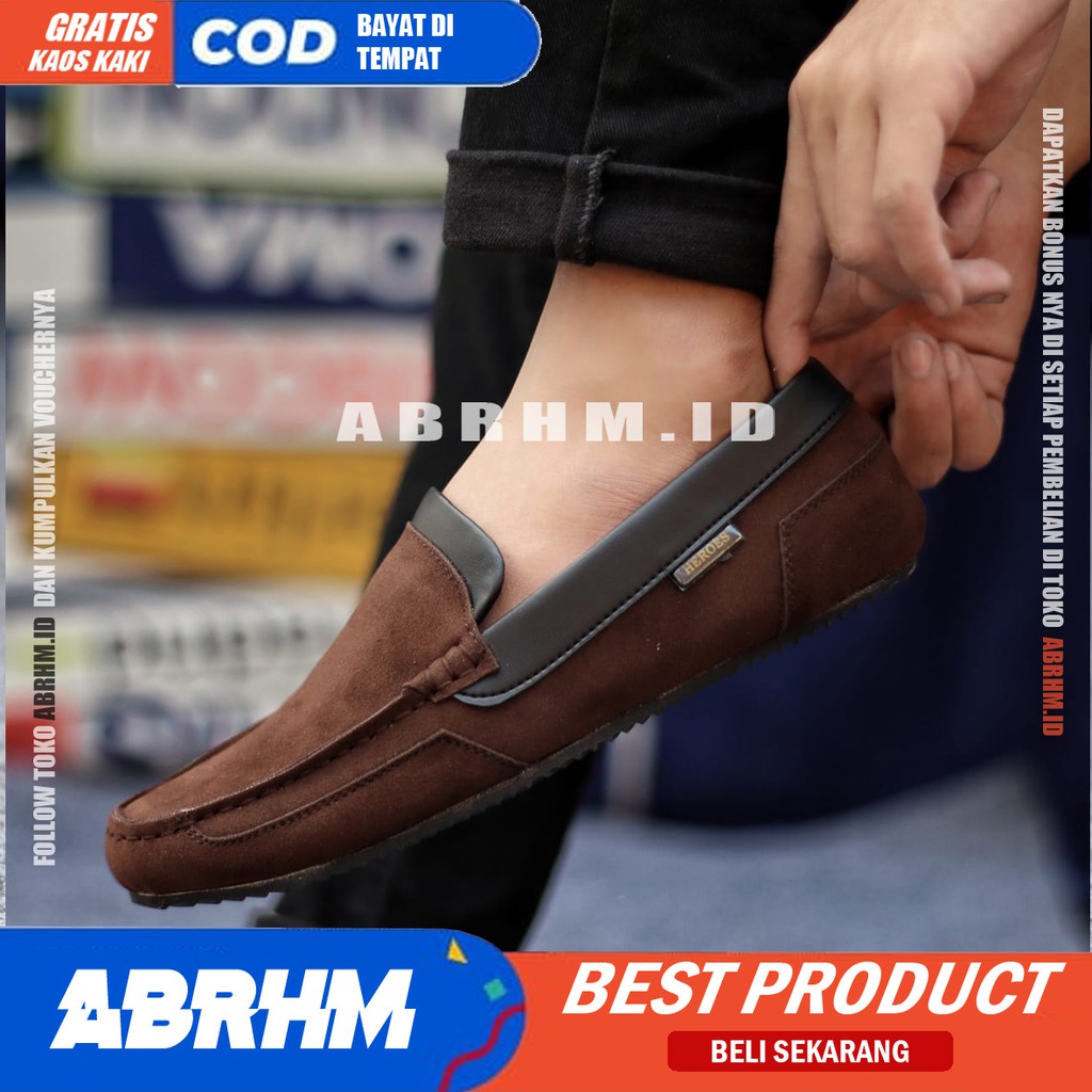 ABRHM Sepatu Casual Slip On Hitam Kerja Pria