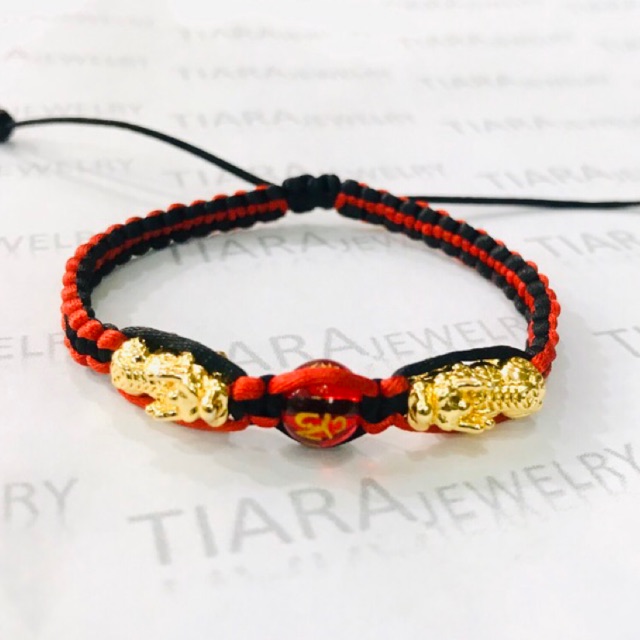 Gelang pixiu naga emas tali rajut