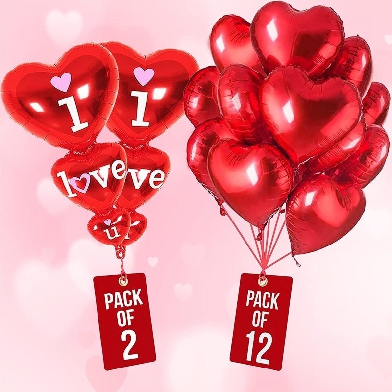 1 Pack Balon Foil Desain Kartun Beruang Hati Tulisan I Love You Untuk Dekorasi Pesta Pernikahan