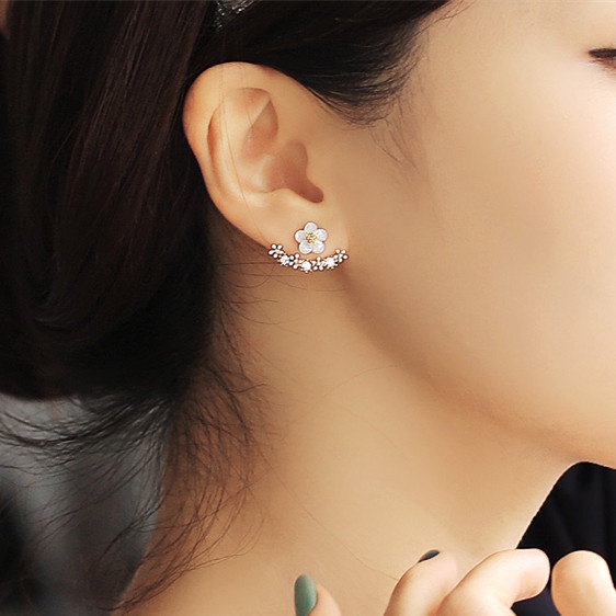 Sterling silver jarum gaya Korea little Daisy stud anting-anting bunga anting-anting