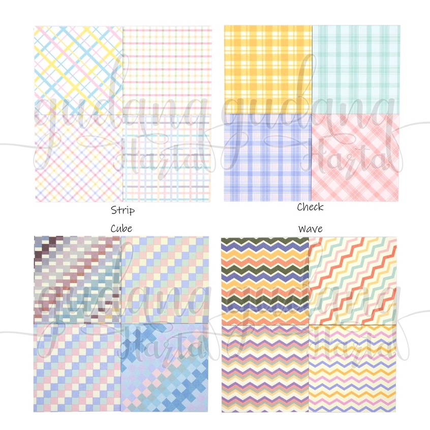 Sticky Notes Basic Pattern Notes Motif Garis DIY Scrapbook GH 301451