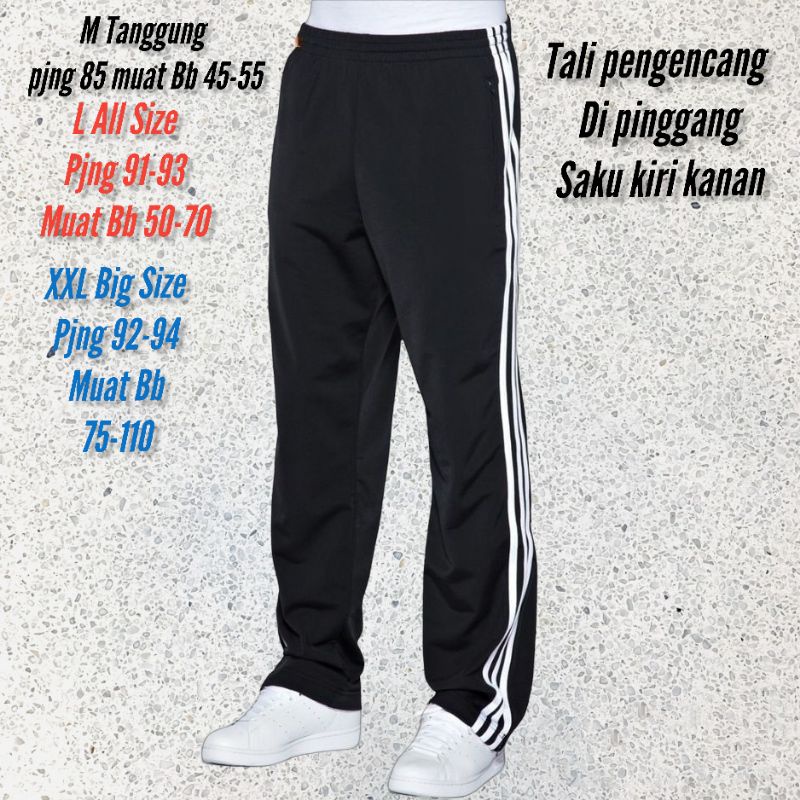 Promo!!!Trening olahraga strif tiga tebal/celana panjang santai/lari track pants resleting kiri kanan