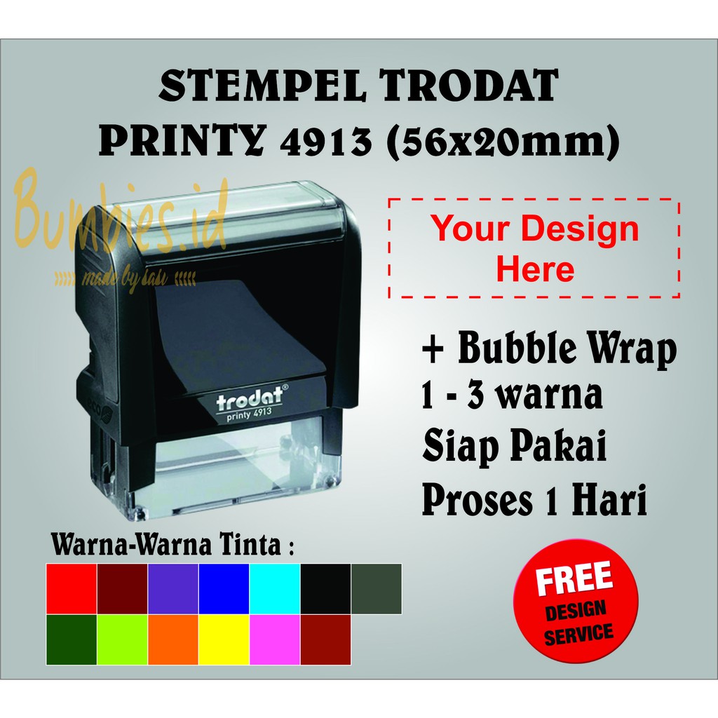 Stempel Praktis Trodat 4913 (56x20mm) FREE DESAIN Stempel Nama | Stempel Dokter | Stempel Toko | Stempel 2 warna Stempel Doktor | Stempel Lunas Received Cash  paid Stempel olshop | Stempel Perusahaan Stempel otomatis praktis