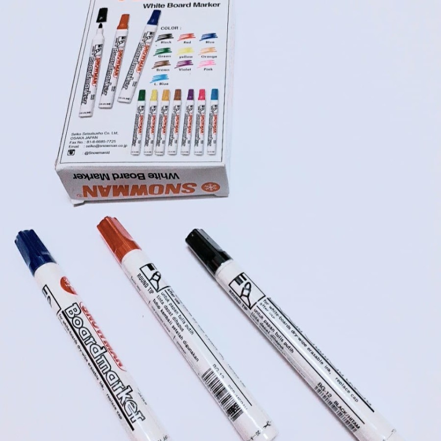

Spidol Whiteboard Snowman Hitam Biru Merah / Boardmarker / Spidol Papan Tulis BG-12