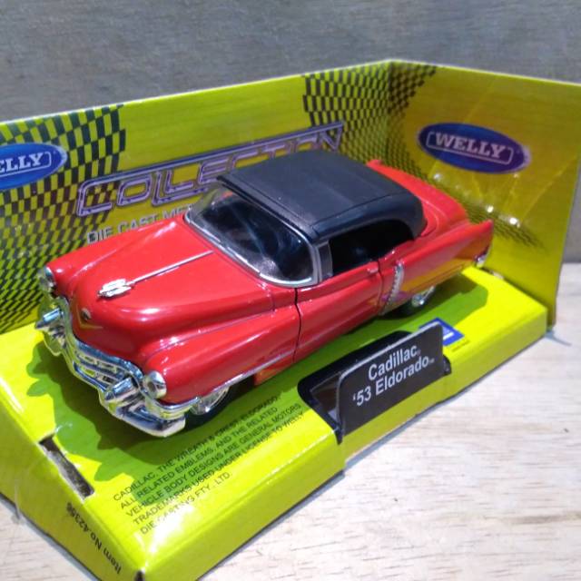 Diecast mobil klasik cadillac eldorado 53 merah by welly